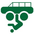 A green icon of a car and a cyclist.